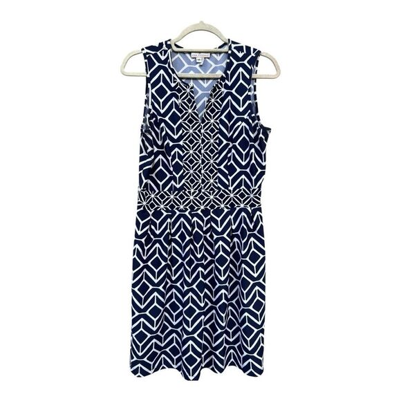 JUDE CONNALLY BETH SHIFT DRESS IN GRAND LINK NAVY size medium career preppy - Picture 3 of 8